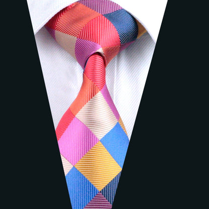 Red Blue Plaid Tie, Pocket Square and Cufflinks Set tie sets    - Sophisticated Gentlemen
