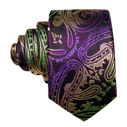 Purple Gold Paisley Children Tie, Pocket Square and Cufflinks Set tie sets    - Sophisticated Gentlemen