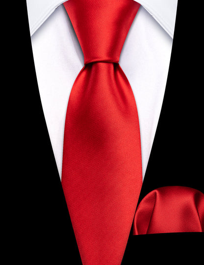 Red Solid Silk Children Tie, Pocket Square and Cufflinks Set tie sets    - Sophisticated Gentlemen
