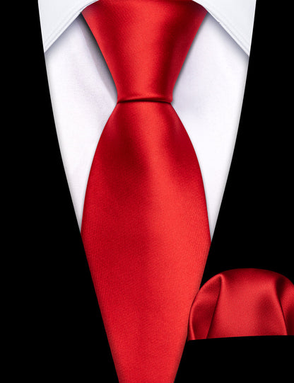 Red Solid Silk Children Tie, Pocket Square and Cufflinks Set tie sets    - Sophisticated Gentlemen
