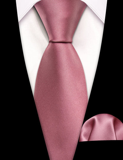 Pale Violet Red Solid Tie, Pocket Square and Cufflinks Set tie sets    - Sophisticated Gentlemen