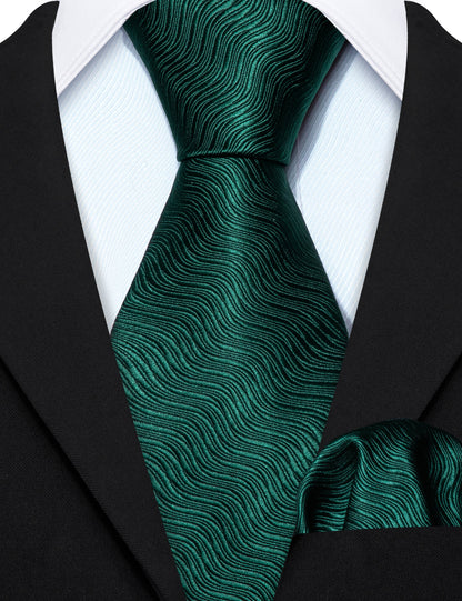 Green Solid Children Tie, Pocket Square and Cufflinks Set tie sets    - Sophisticated Gentlemen