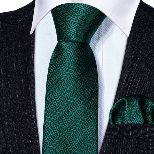Green Solid Children Tie, Pocket Square and Cufflinks Set tie sets    - Sophisticated Gentlemen