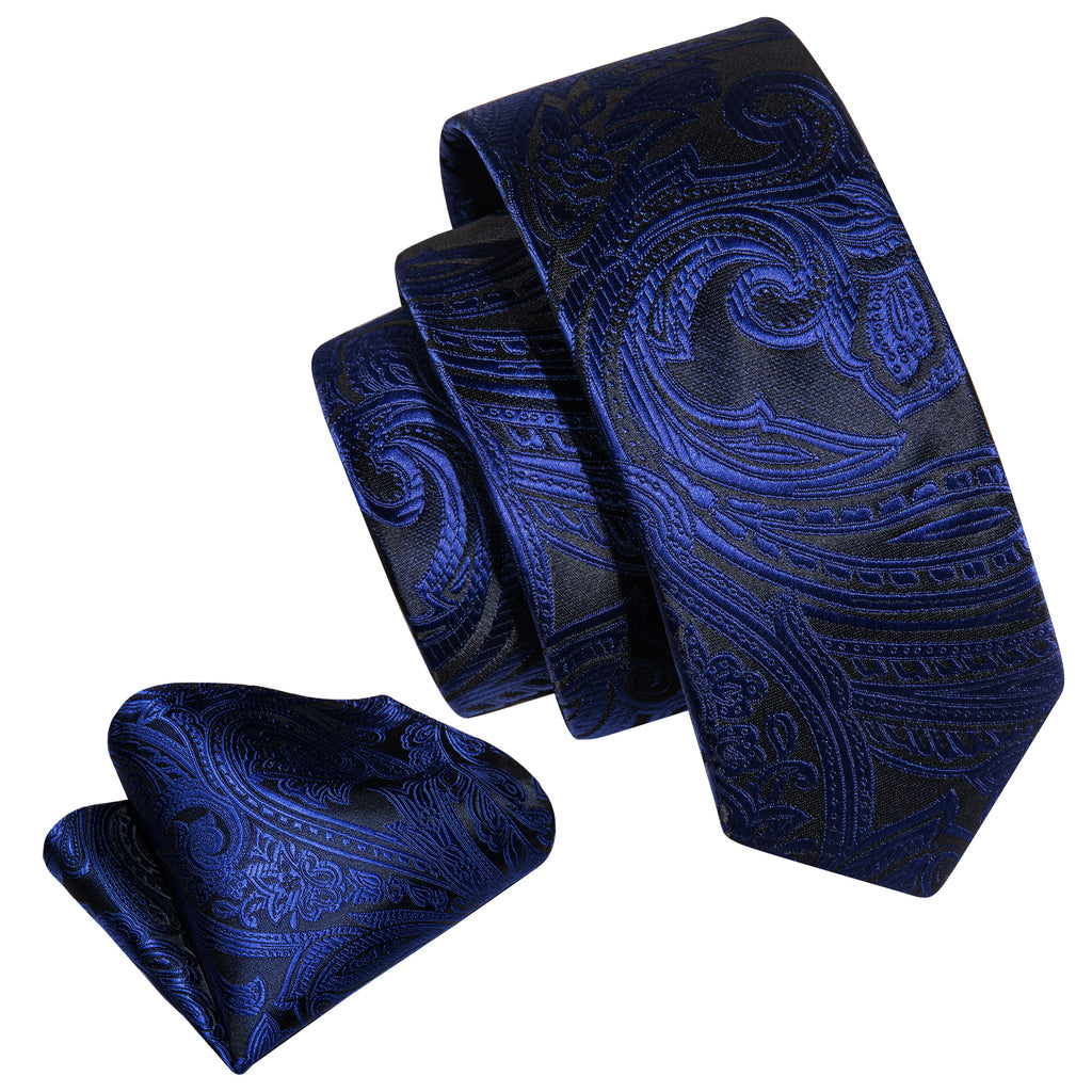 Black Blue Paisley Kid's Tie and Pocket Square Set tie sets    - Sophisticated Gentlemen