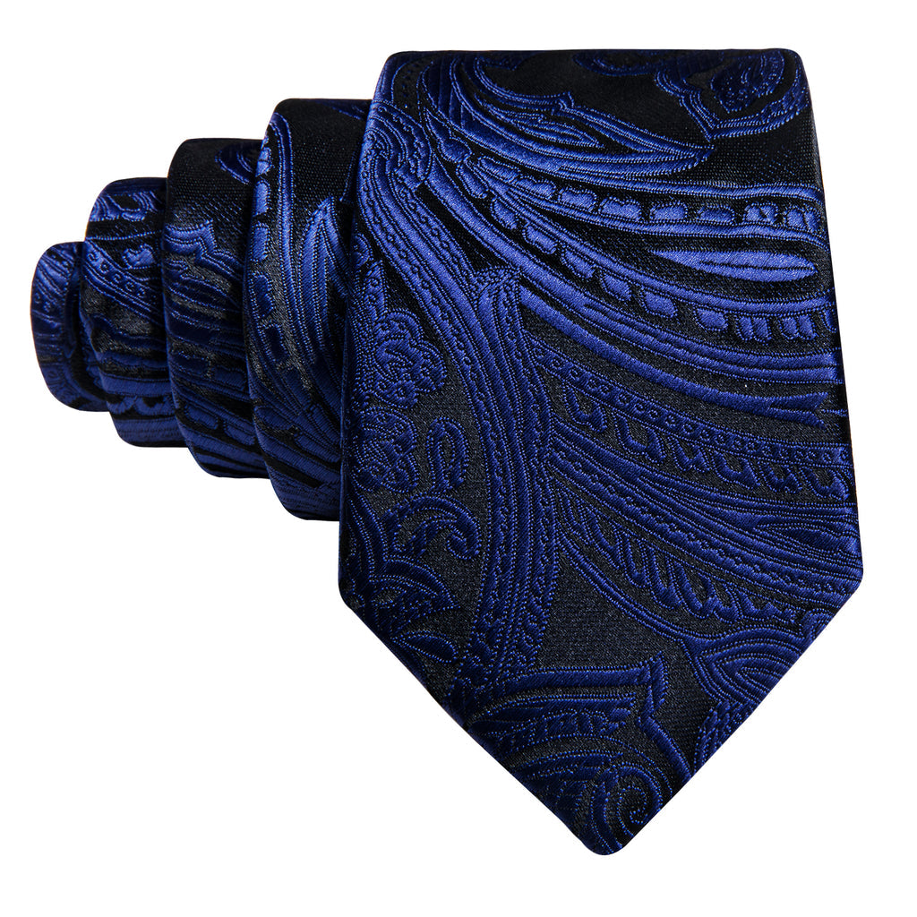 Black Blue Paisley Kid's Tie and Pocket Square Set tie sets    - Sophisticated Gentlemen