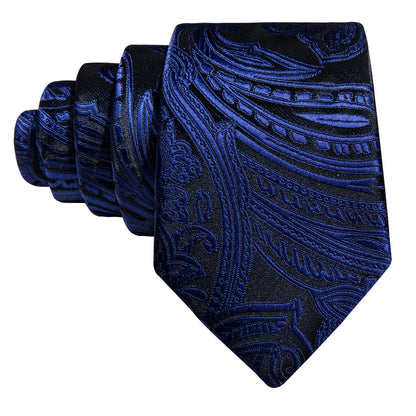 Black Blue Paisley Kid's Tie and Pocket Square Set tie sets    - Sophisticated Gentlemen