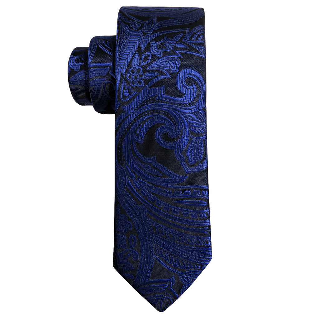 Black Blue Paisley Kid's Tie and Pocket Square Set tie sets    - Sophisticated Gentlemen