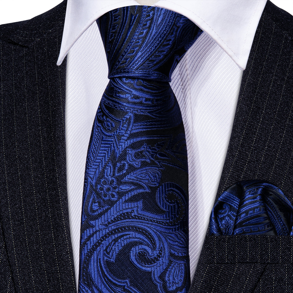 Black Blue Paisley Kid's Tie and Pocket Square Set tie sets    - Sophisticated Gentlemen