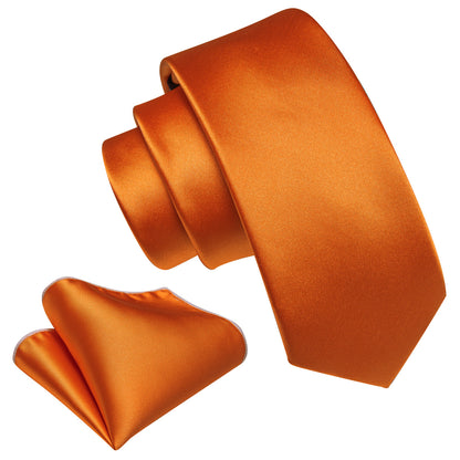 Orange Solid Tie, Pocket Square and Cufflinks Set tie sets    - Sophisticated Gentlemen