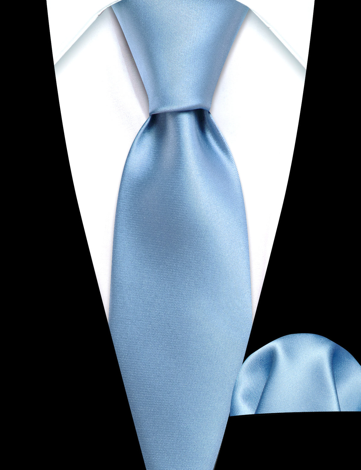 Sky Blue Solid Tie, Pocket Square and Cufflinks Set tie sets    - Sophisticated Gentlemen