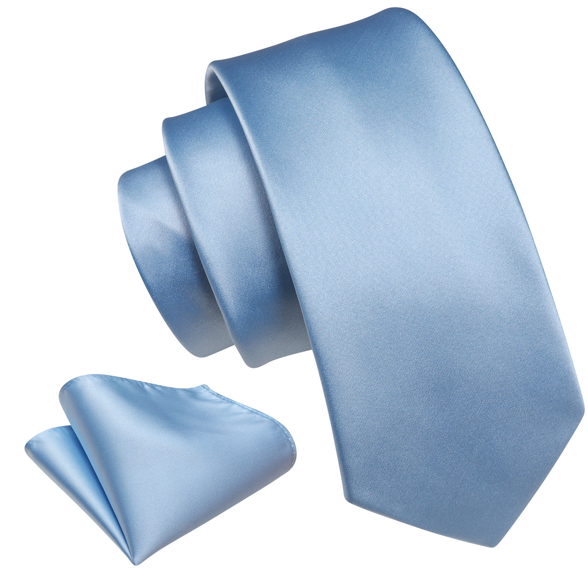 Sky Blue Solid Tie, Pocket Square and Cufflinks Set tie sets    - Sophisticated Gentlemen
