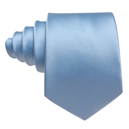 Sky Blue Solid Tie, Pocket Square and Cufflinks Set tie sets    - Sophisticated Gentlemen