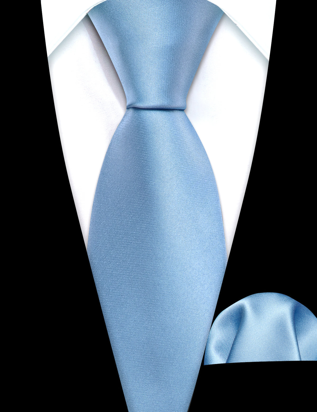 Sky Blue Solid Tie, Pocket Square and Cufflinks Set tie sets    - Sophisticated Gentlemen