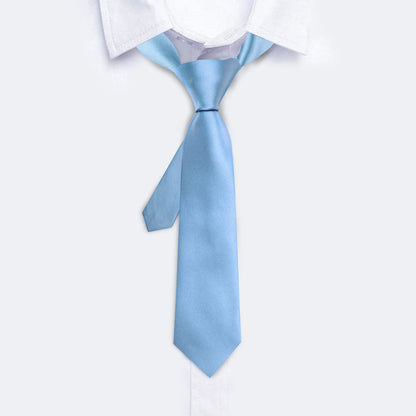 Sky Blue Solid Tie, Pocket Square and Cufflinks Set tie sets    - Sophisticated Gentlemen