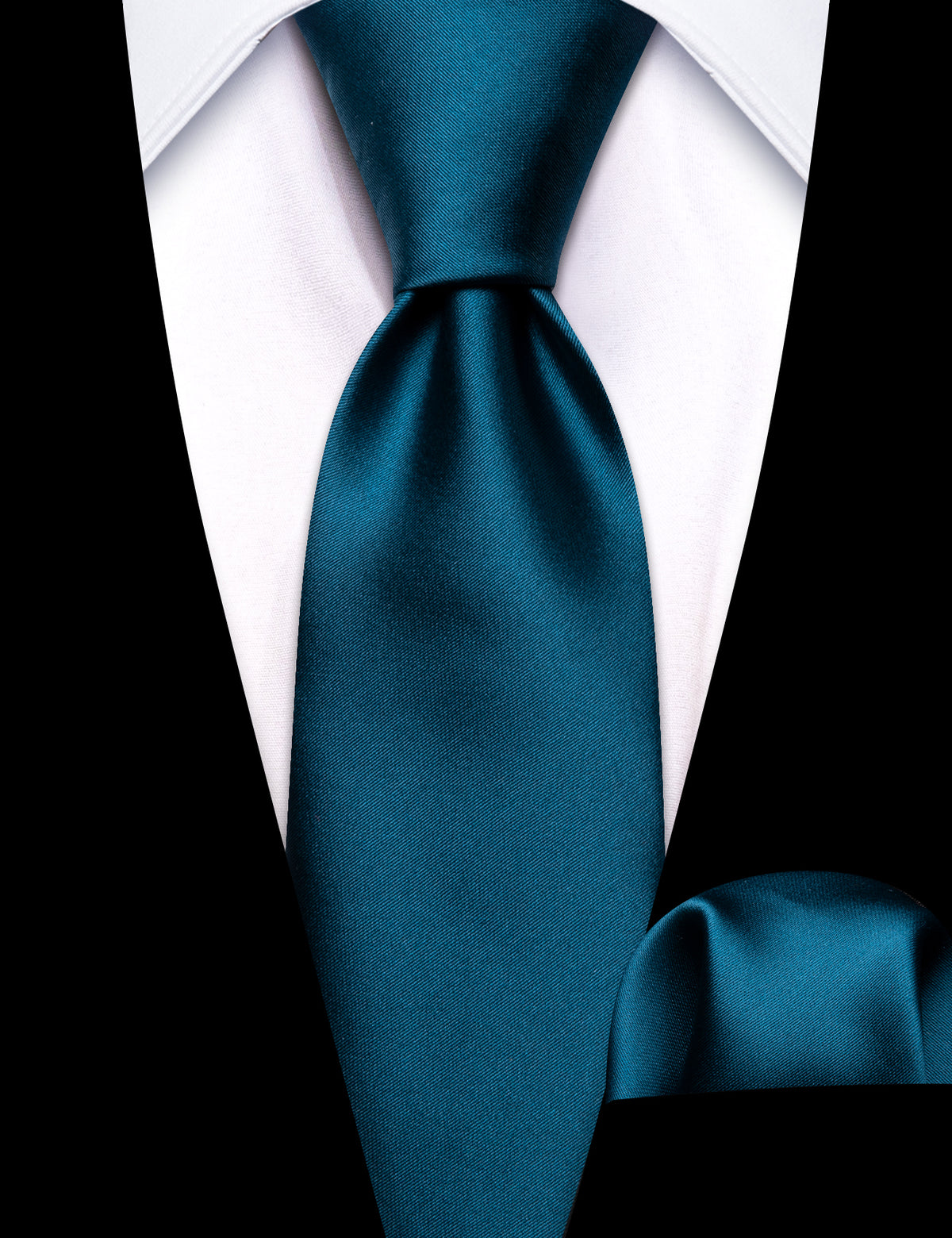 Oriental Blue Solid Tie, Pocket Square and Cufflinks Set tie sets    - Sophisticated Gentlemen