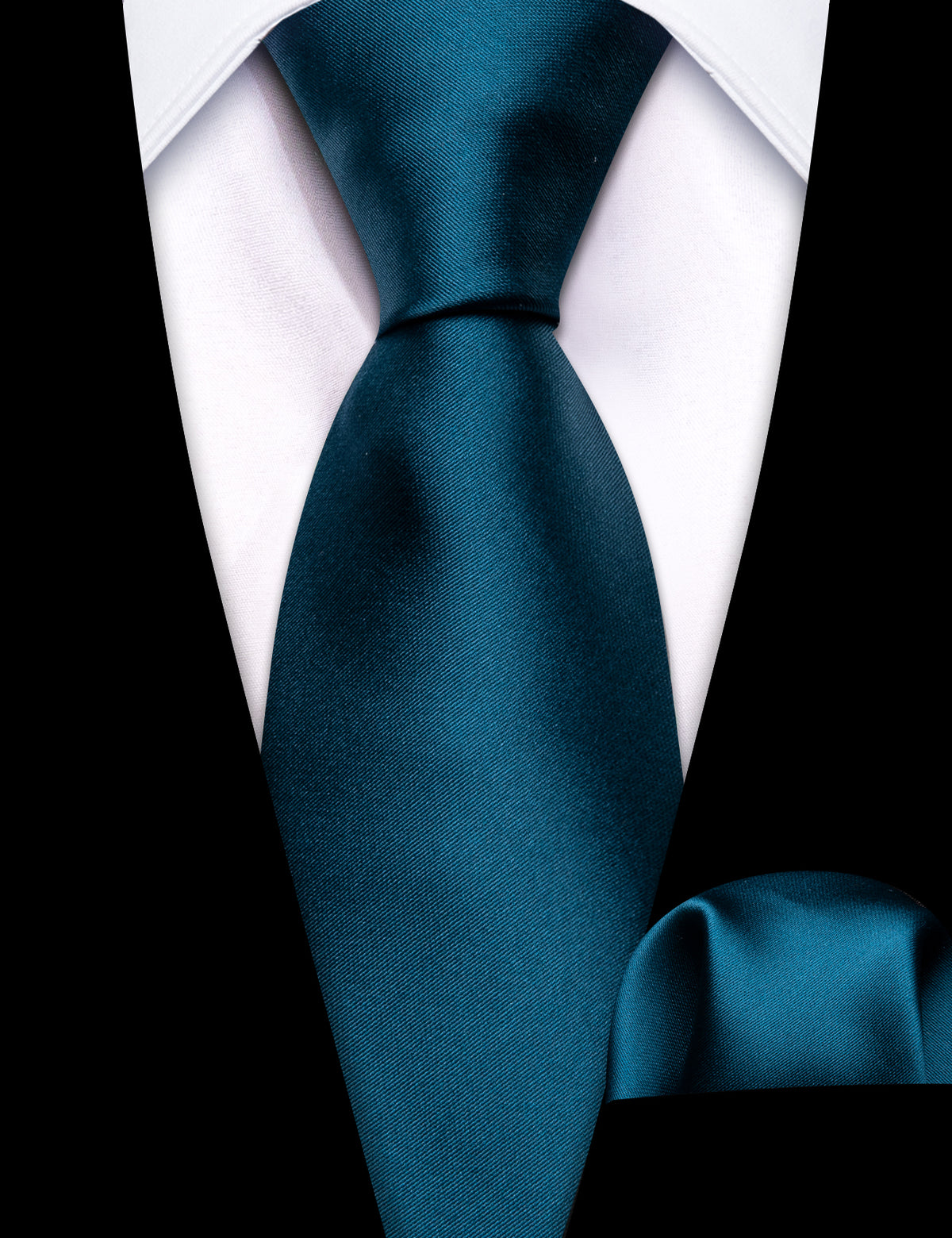 Oriental Blue Solid Tie, Pocket Square and Cufflinks Set tie sets    - Sophisticated Gentlemen