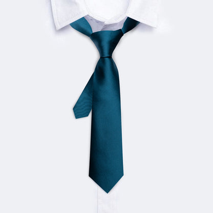 Oriental Blue Solid Tie, Pocket Square and Cufflinks Set tie sets    - Sophisticated Gentlemen