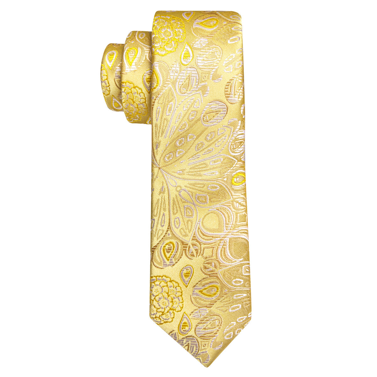 Gold White Paisley Tie, Pocket Square and Cufflinks Set tie sets    - Sophisticated Gentlemen