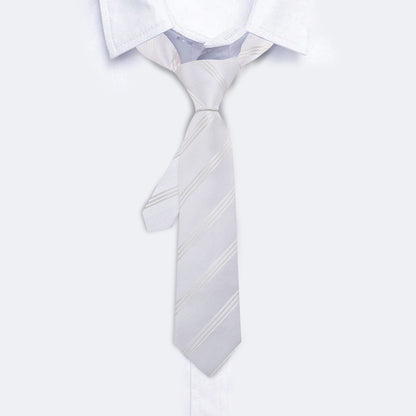 White Striped Children Tie, Pocket Square and Cufflinks Set tie sets    - Sophisticated Gentlemen