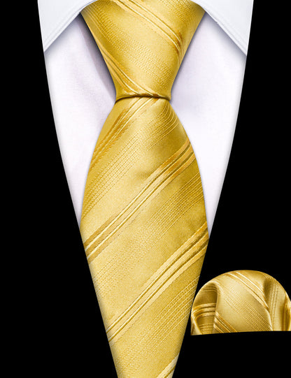 Gold Striped Children Tie, Pocket Square and Cufflinks Set tie sets    - Sophisticated Gentlemen