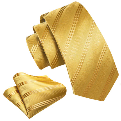 Gold Striped Children Tie, Pocket Square and Cufflinks Set tie sets    - Sophisticated Gentlemen