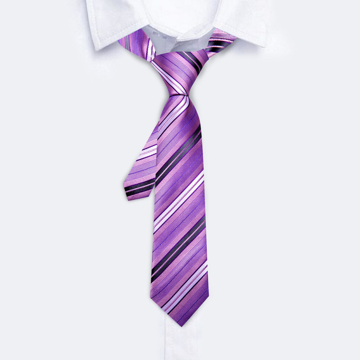 Purple Pink Striped Children Tie, Pocket Square and Cufflinks Set tie sets    - Sophisticated Gentlemen