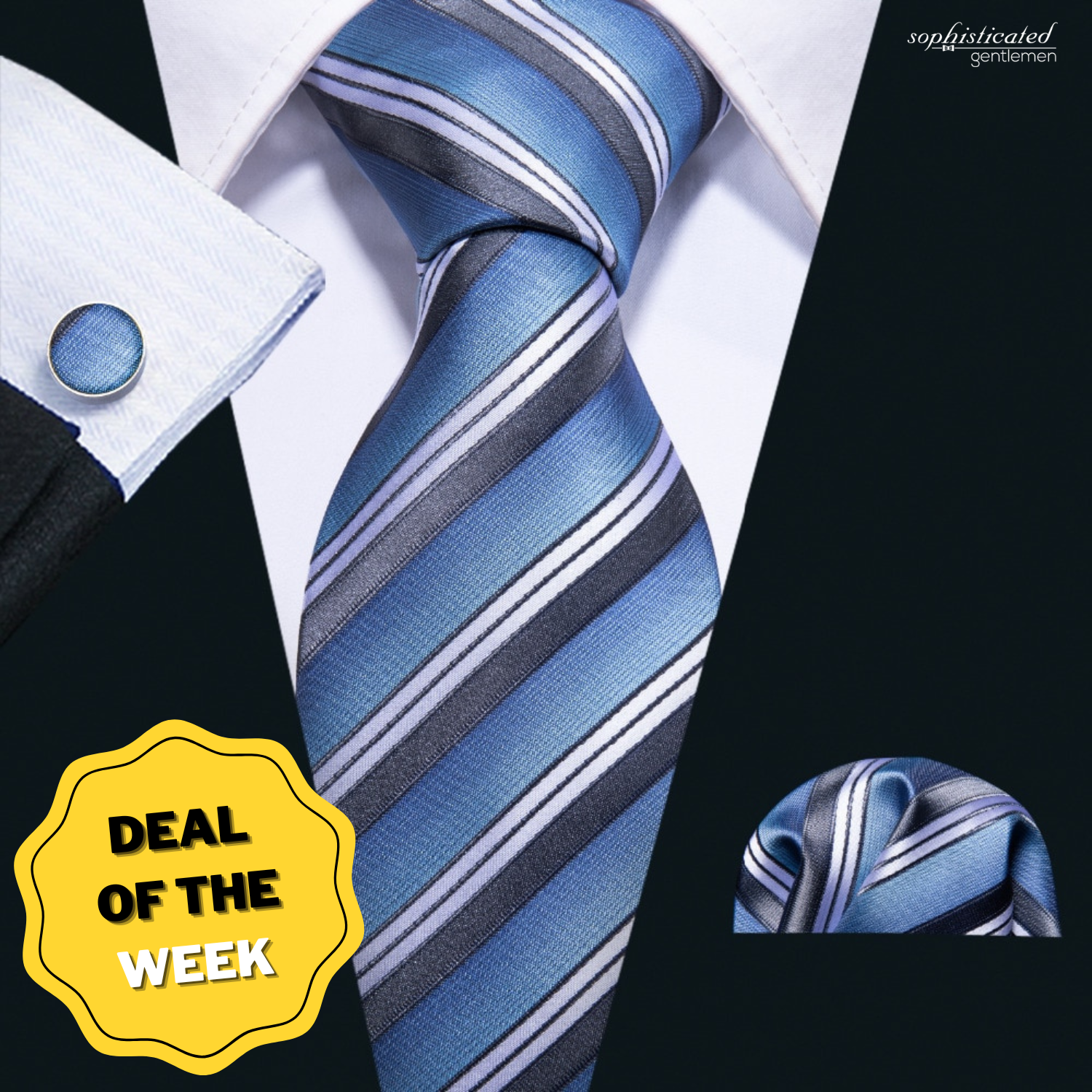 High Life Tie, Pocket Square and Cufflinks tie sets - Sophisticated Gentlemen