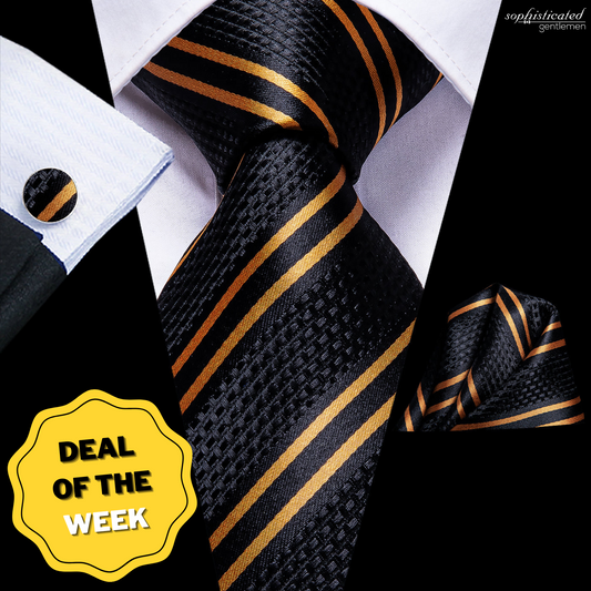 Luxury Black Double Stripe Necktie