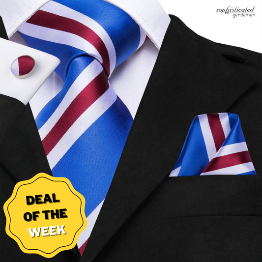 Red, White and Blue Striped Tie Set