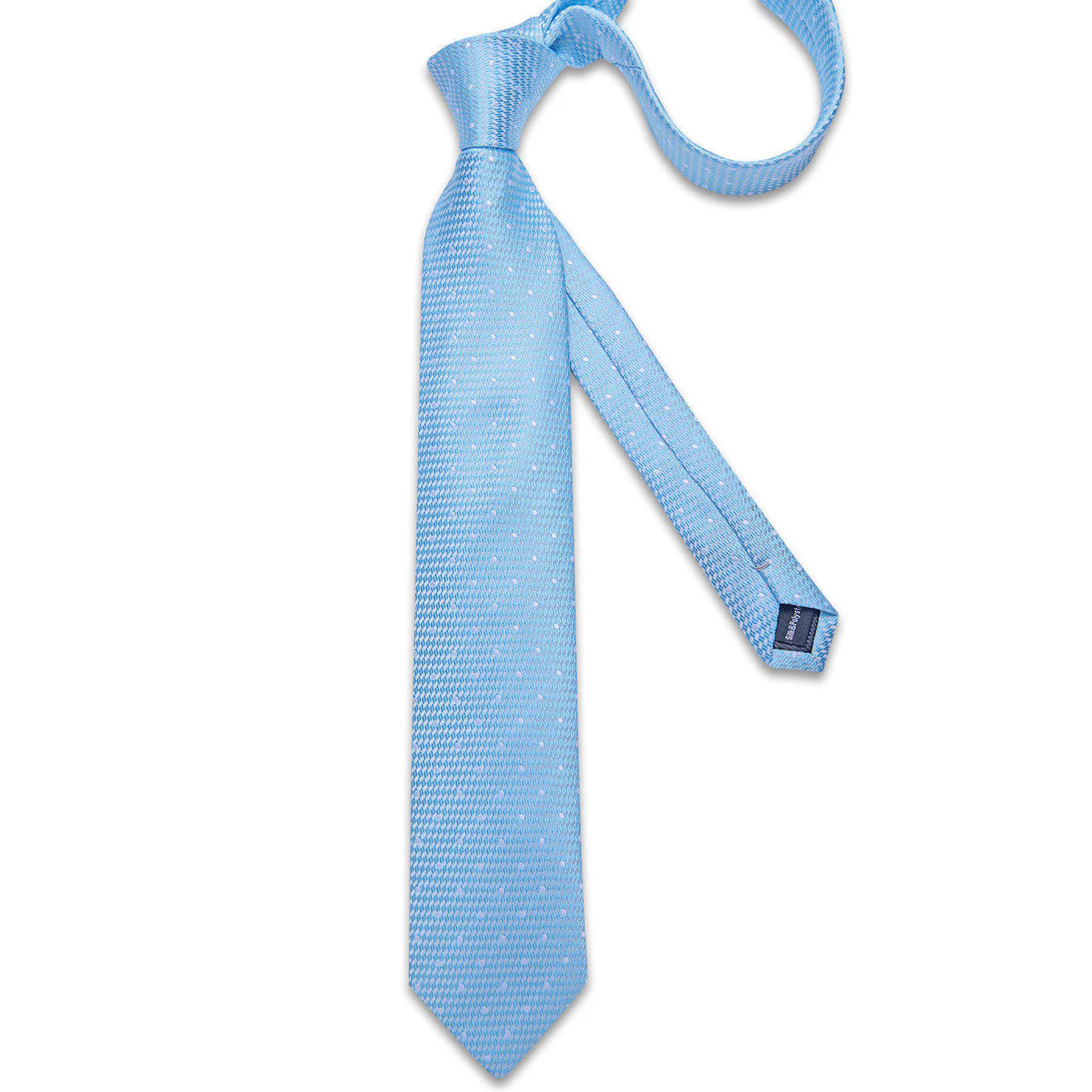 Light Blue Polka Dot Silk Tie Set with Pocket Square and Cufflinks tie sets - Sophisticated Gentlemen