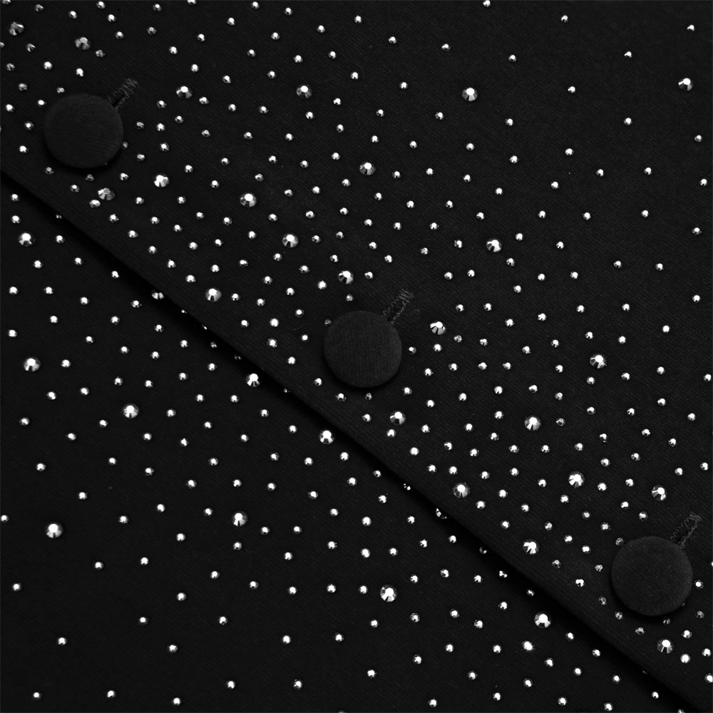 Black Sparkling Rhinestone Vest & Bow Tie Set vest set - Sophisticated Gentlemen