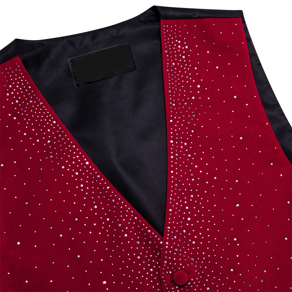 Red Sparkling Rhinestone Vest & Bow Tie Set