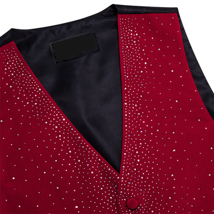 Red Sparkling Rhinestone Vest & Bow Tie Set