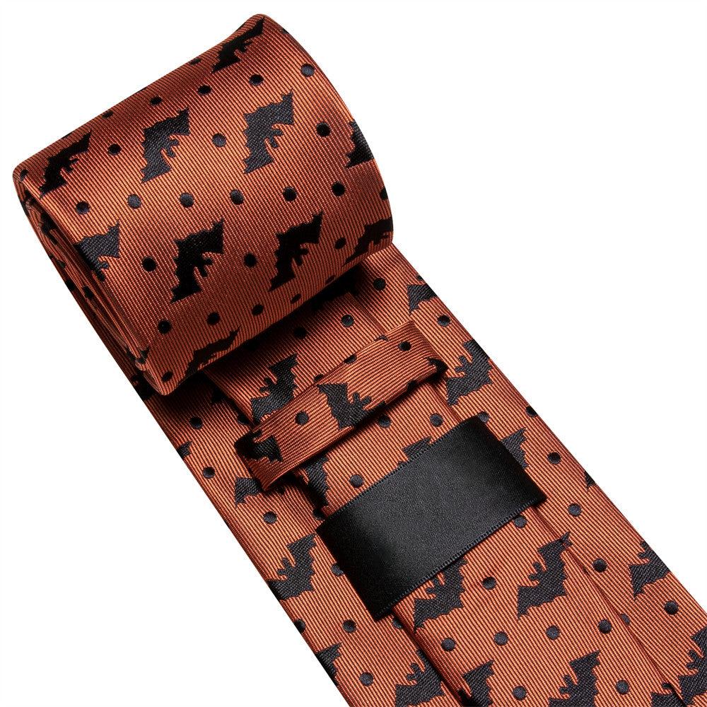 Orange & Black Bat Tie, Pocket Square, and Cufflinks Set tie sets    - Sophisticated Gentlemen