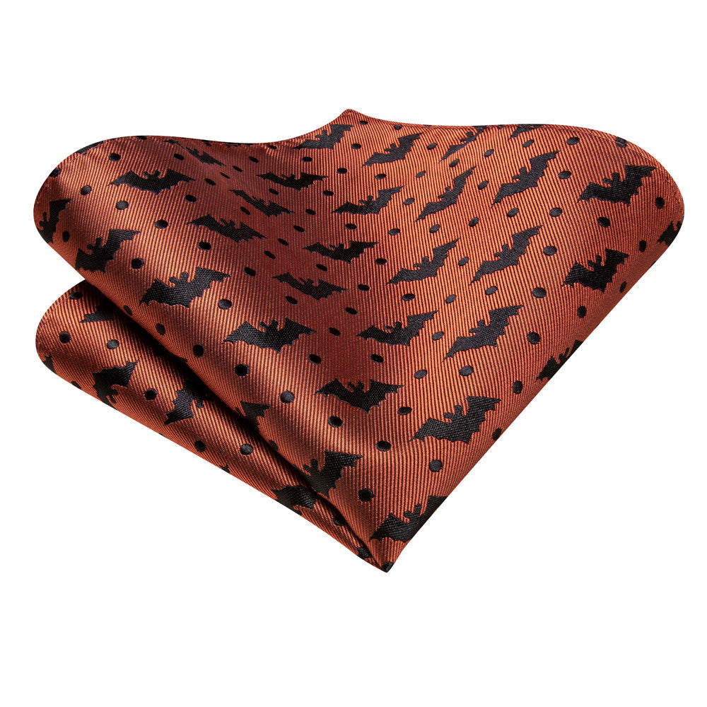 Orange & Black Bat Tie, Pocket Square, and Cufflinks Set tie sets    - Sophisticated Gentlemen