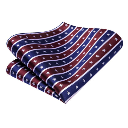 American Flag Striped Tie, Pocket Square & Cufflinks Set – Patriotic Stars & Stripes Design tie sets - Sophisticated Gentlemen