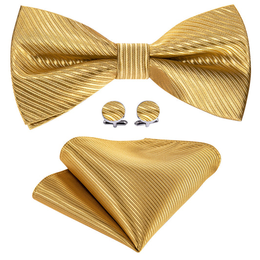 Golden Striped Bow Tie Set bow ties    - Sophisticated Gentlemen