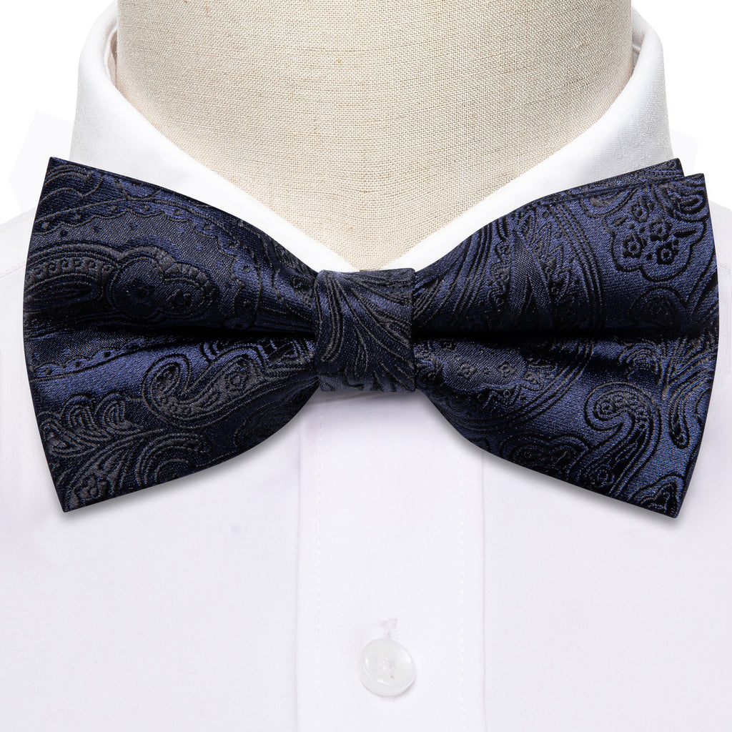 Deep Blue Paisley Bow Tie Set bow ties    - Sophisticated Gentlemen