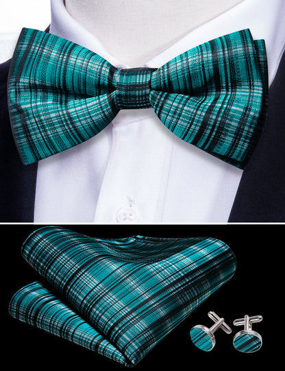 Blue White Striped Bow Tie Set bow ties    - Sophisticated Gentlemen