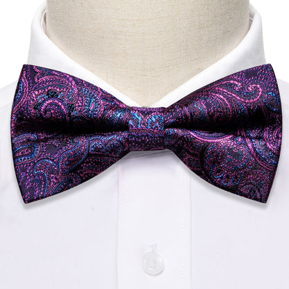 Purple Royal Blue Paisley Bow Tie Set bow ties    - Sophisticated Gentlemen