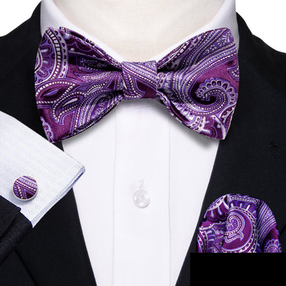 Purple Paisley Bow Tie Set bow ties    - Sophisticated Gentlemen
