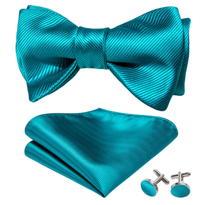 Blue Solid Bow Tie Set bow ties    - Sophisticated Gentlemen