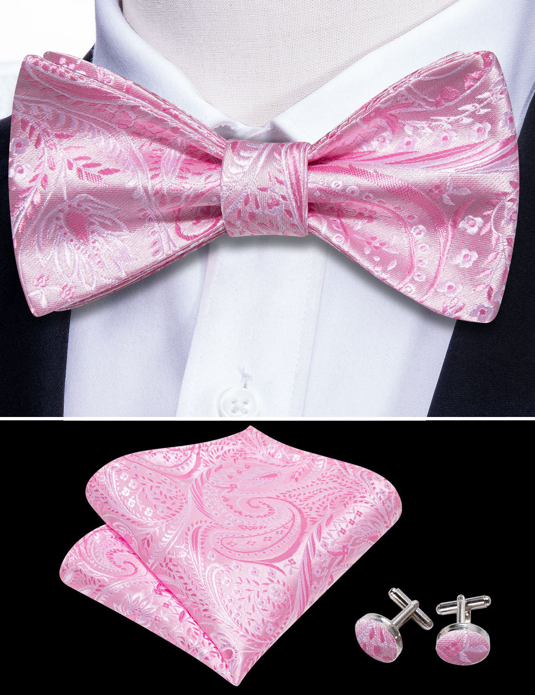 Pink Floral Bow Tie Set bow ties    - Sophisticated Gentlemen