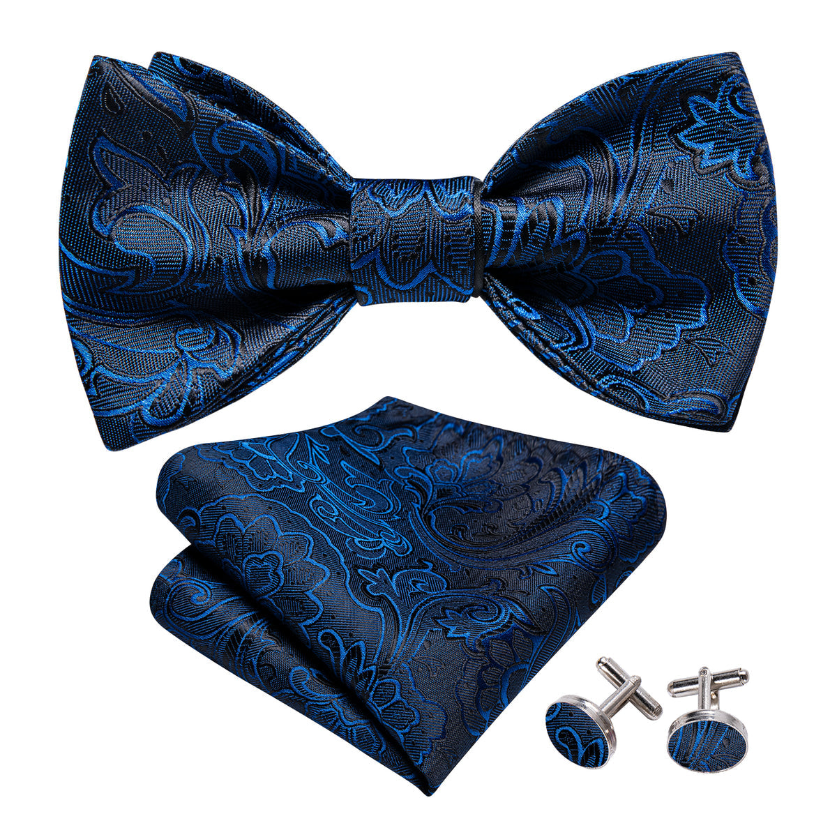 Blue Paisley Bow Tie Set bow ties    - Sophisticated Gentlemen