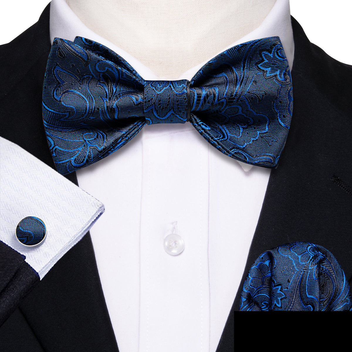 Blue Paisley Bow Tie Set bow ties    - Sophisticated Gentlemen