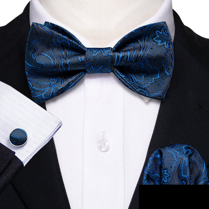 Blue Paisley Bow Tie Set bow ties    - Sophisticated Gentlemen