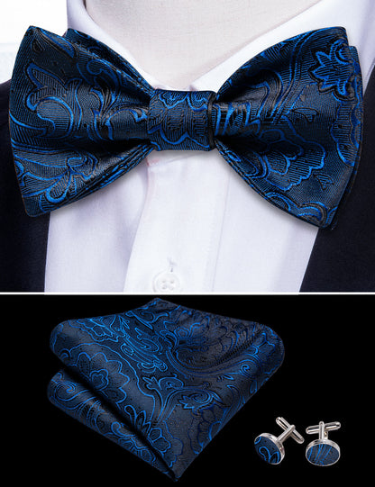 Blue Paisley Bow Tie Set bow ties    - Sophisticated Gentlemen