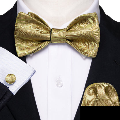 Gold Paisley Bow Tie Set bow ties    - Sophisticated Gentlemen