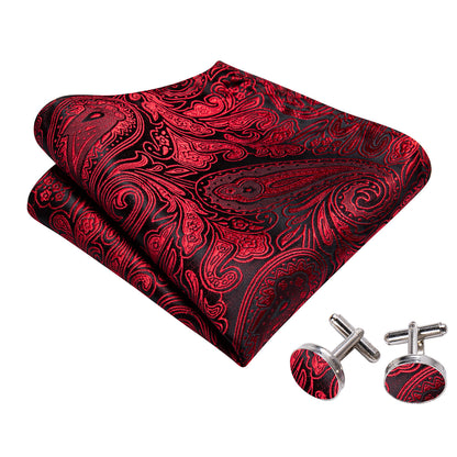 Black Red Paisley Bow Tie Set bow ties    - Sophisticated Gentlemen