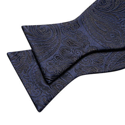 Blue Black Paisley Bow Tie Set bow ties    - Sophisticated Gentlemen